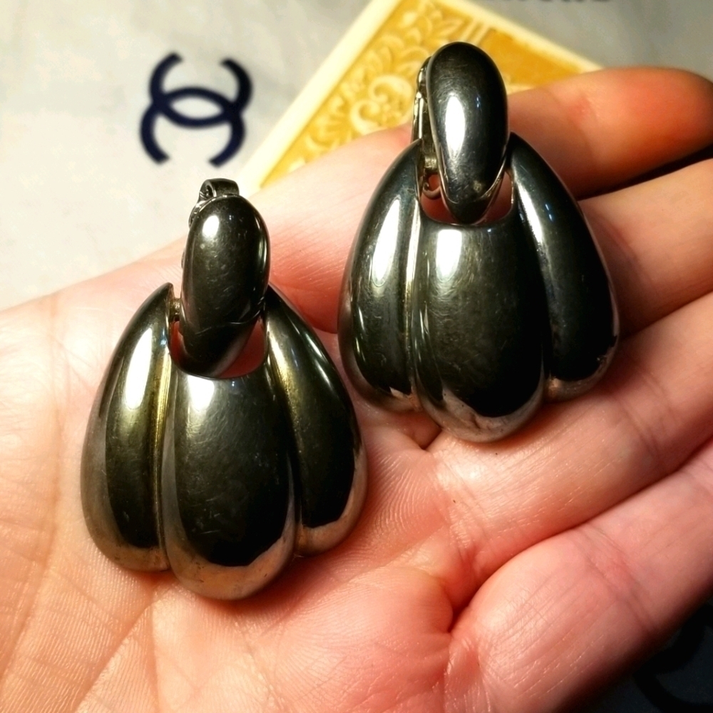 VTG GIVENCHY PARIS NY Gun Metal Earrings